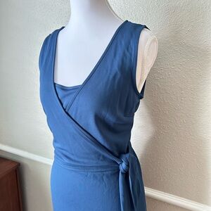 ANN Taylor Loft Blue Wrap Tank Dress SZ 6 Midi
